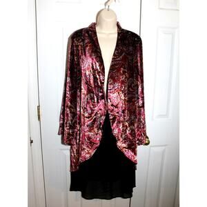 Anis. A Velvet Burnout Kimono Duster w/ Chiffon Hem sz L NEW
